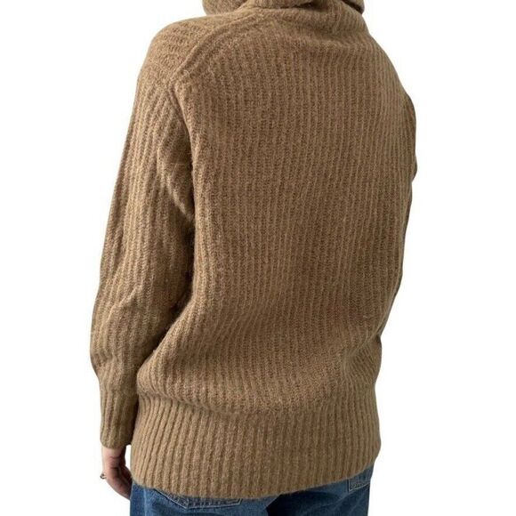 Everlane Womens Alpaca Wool Tan Oversized Turtleneck Ribbed Cozy Sweater Sz XS - Picture 10 of 11